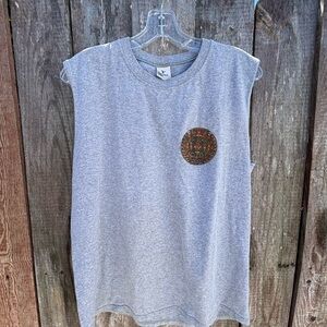 Gray Sleeveless T-Shirt with Colorful Patch